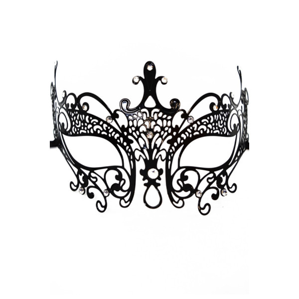 Masque vénitien Lucia rigide noir  avec strass  